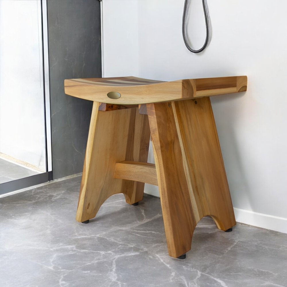 18" Natural Teak Rectangular Shower Bench
