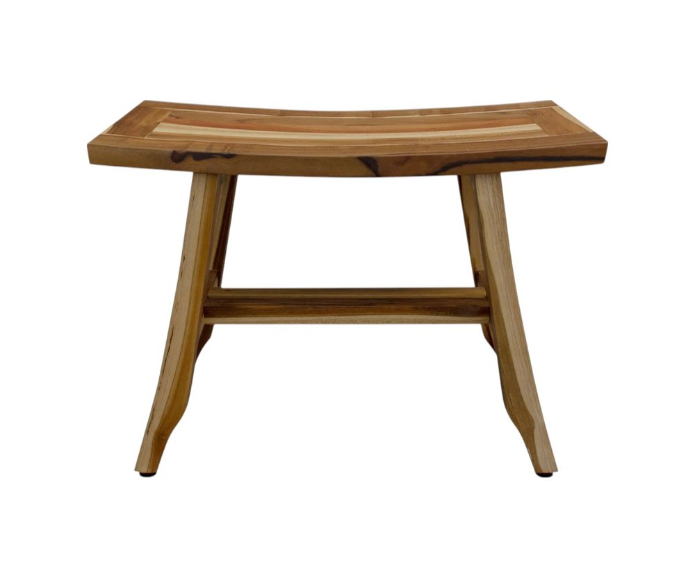 24" Brown Teak Rectangular Shower Bench