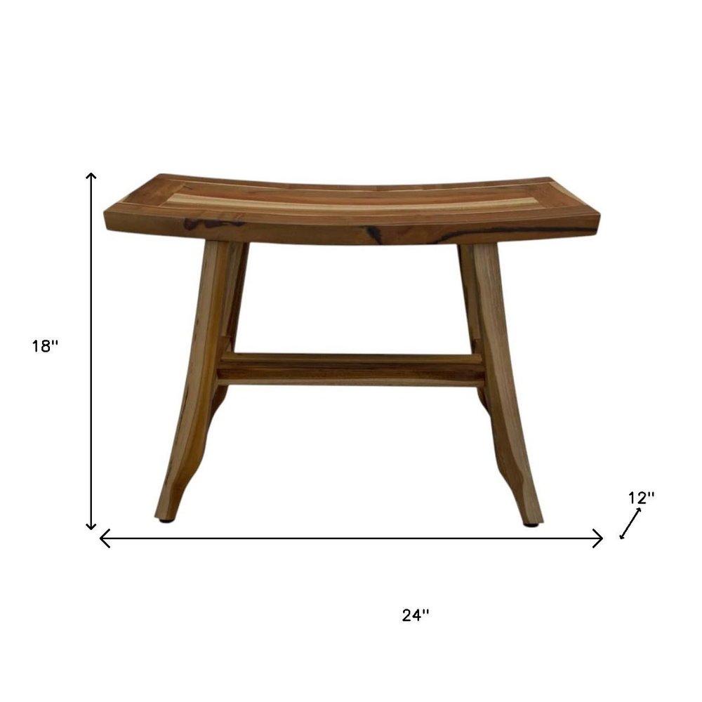 24" Brown Teak Rectangular Shower Bench