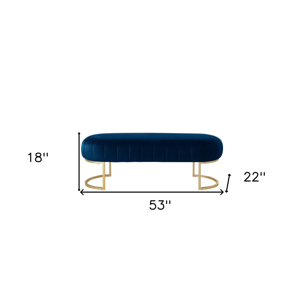 53" Blush and Gold Tufted Velvet Upholstered Bench