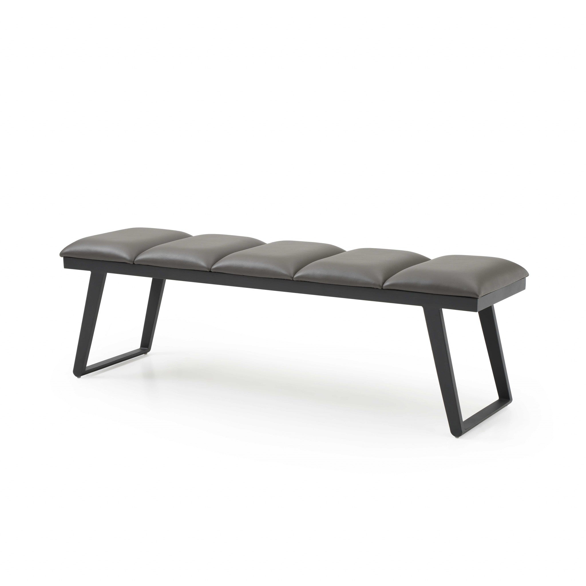 57" Gray Upholstered Faux Leather Bench-My Store