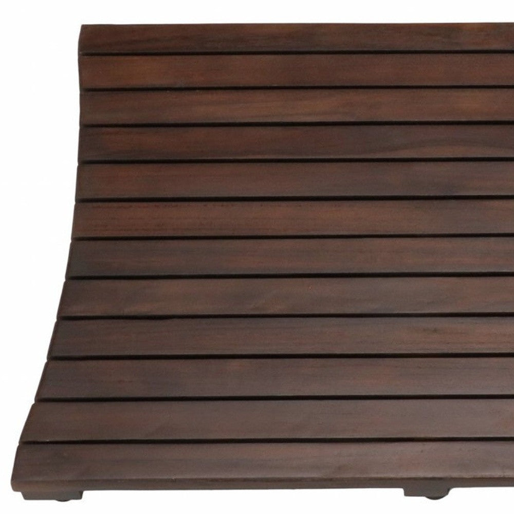 40" Dark Brown Teak Wood Bath Mat