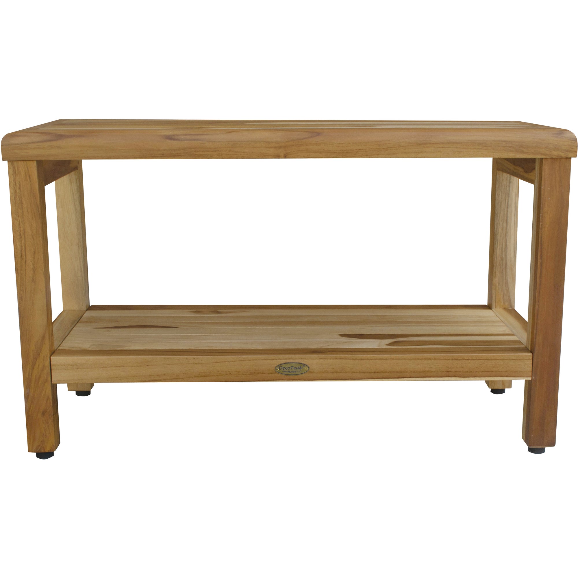 Rectangular Teak Shower Bench With Shelf In Natural Finish-My Store