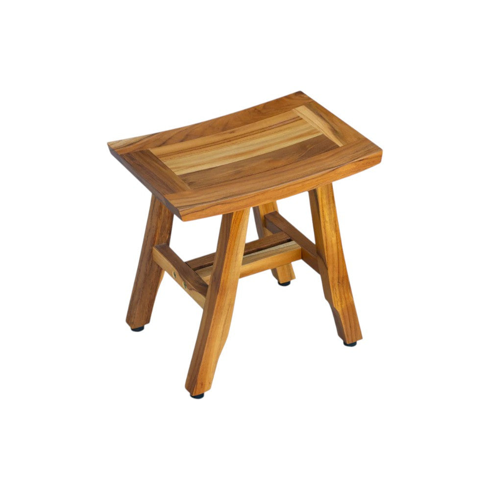 Compact Curvilinear Teak Shower Or Outdoor Bench In Natural Finish-My Store