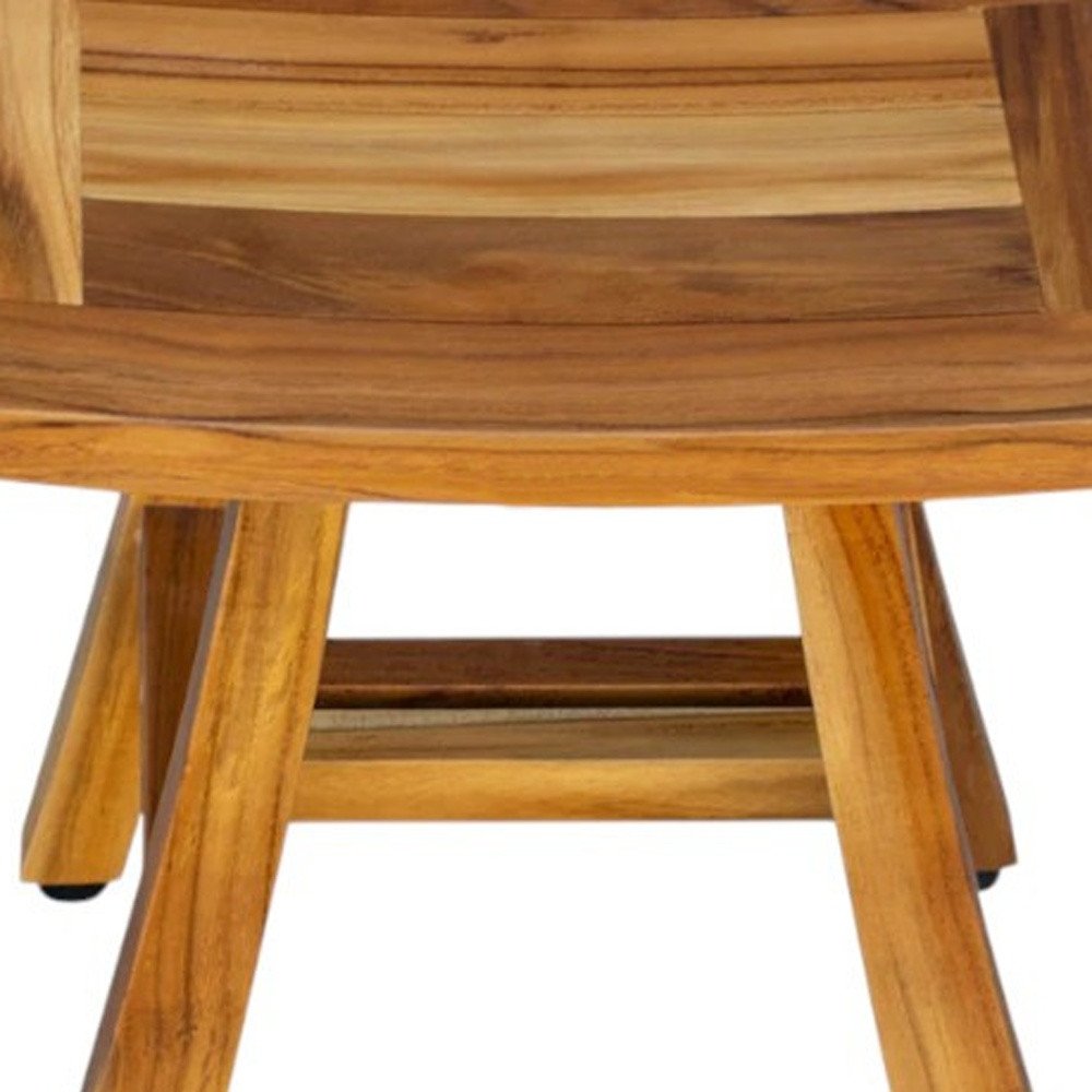 14" Natural Teak Curvilinear Shower Bench