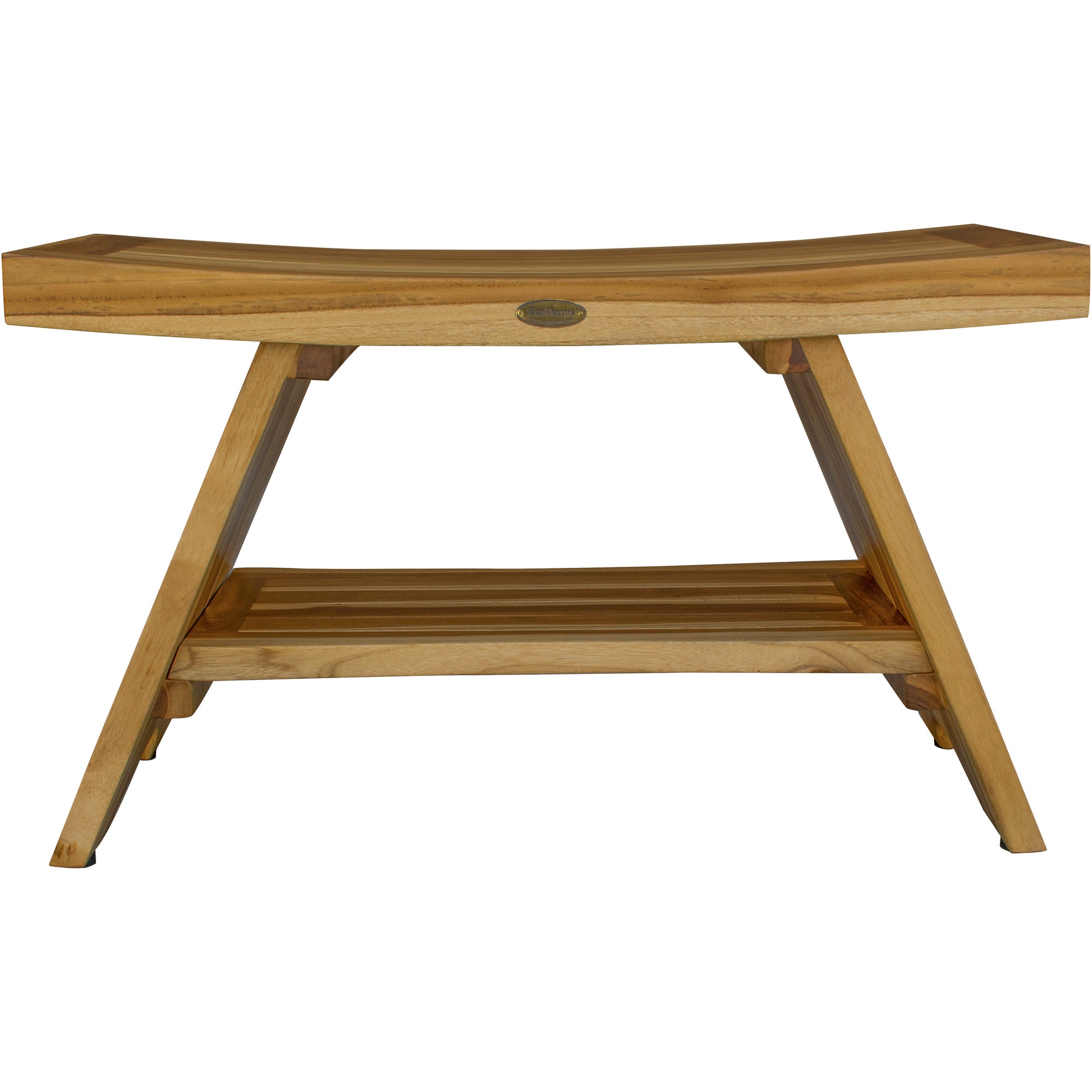 Rectangular Teak Shower Stool Or Bench With Shelf In Natural Finish-My Store