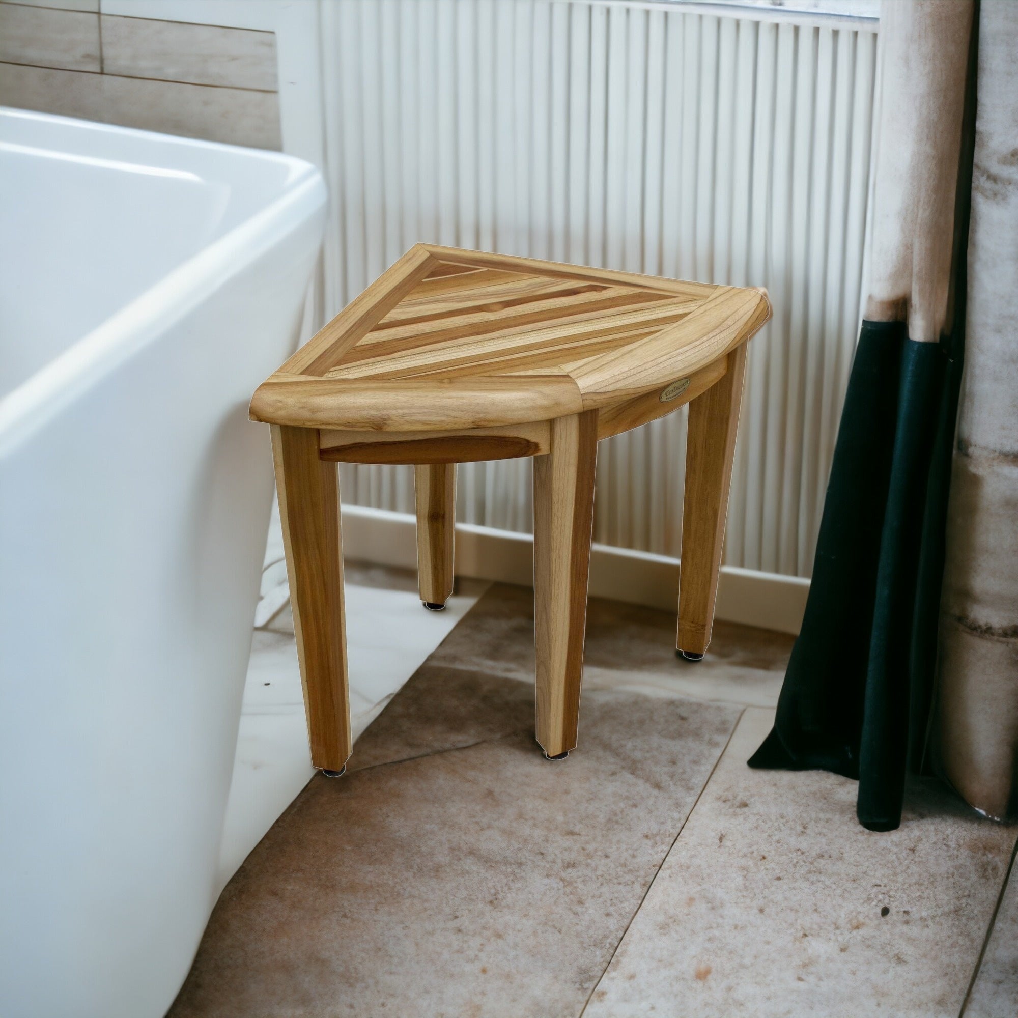 18" X 23" Natural Teak Corner Shower Bench-My Store