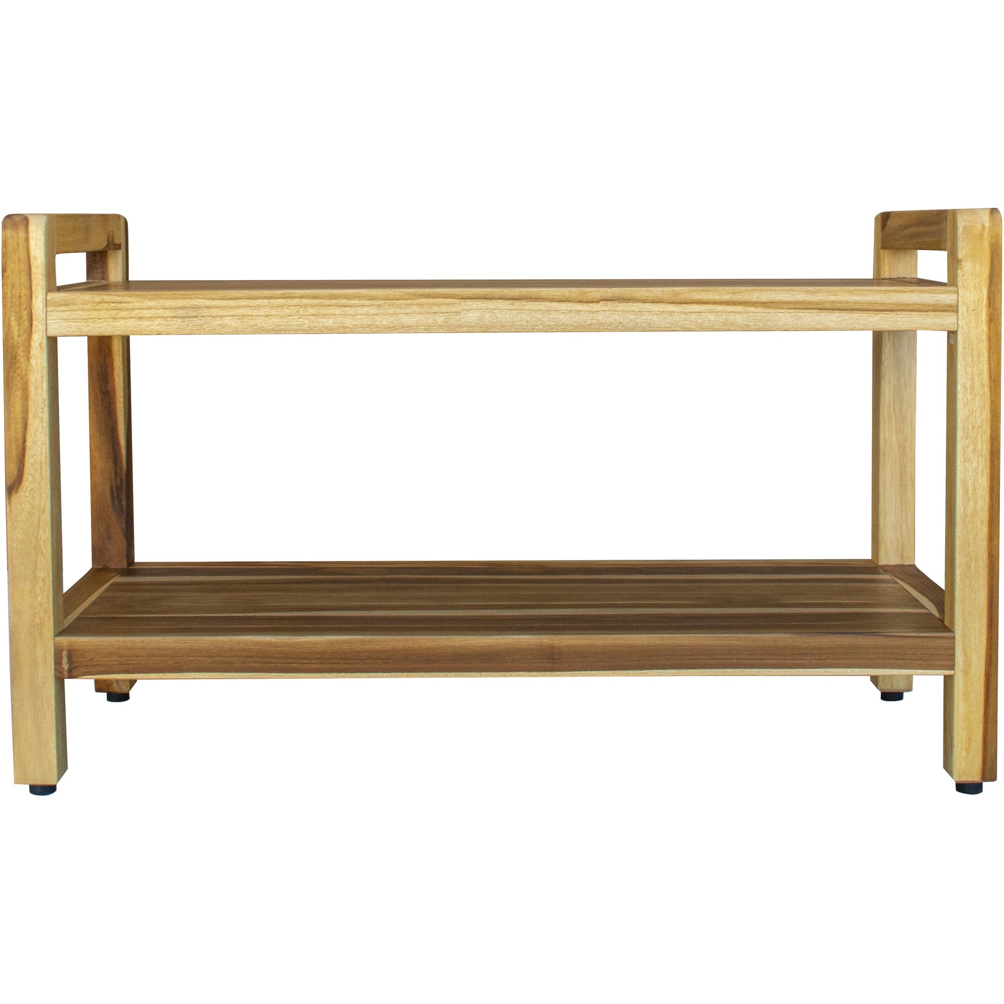 Rectangular Teak Shower Bench With Handles In Natural Finish-My Store