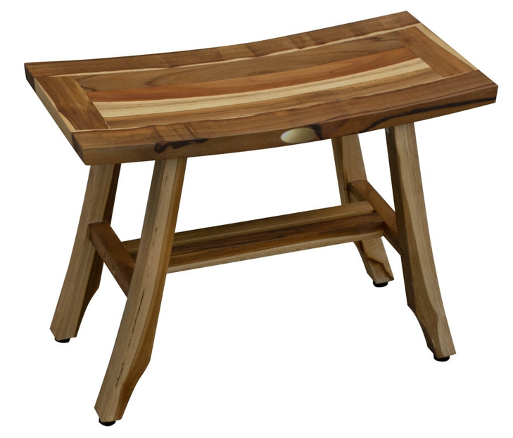 Contemporary Teak Shower Stool Or Bench In Natural Finish-My Store