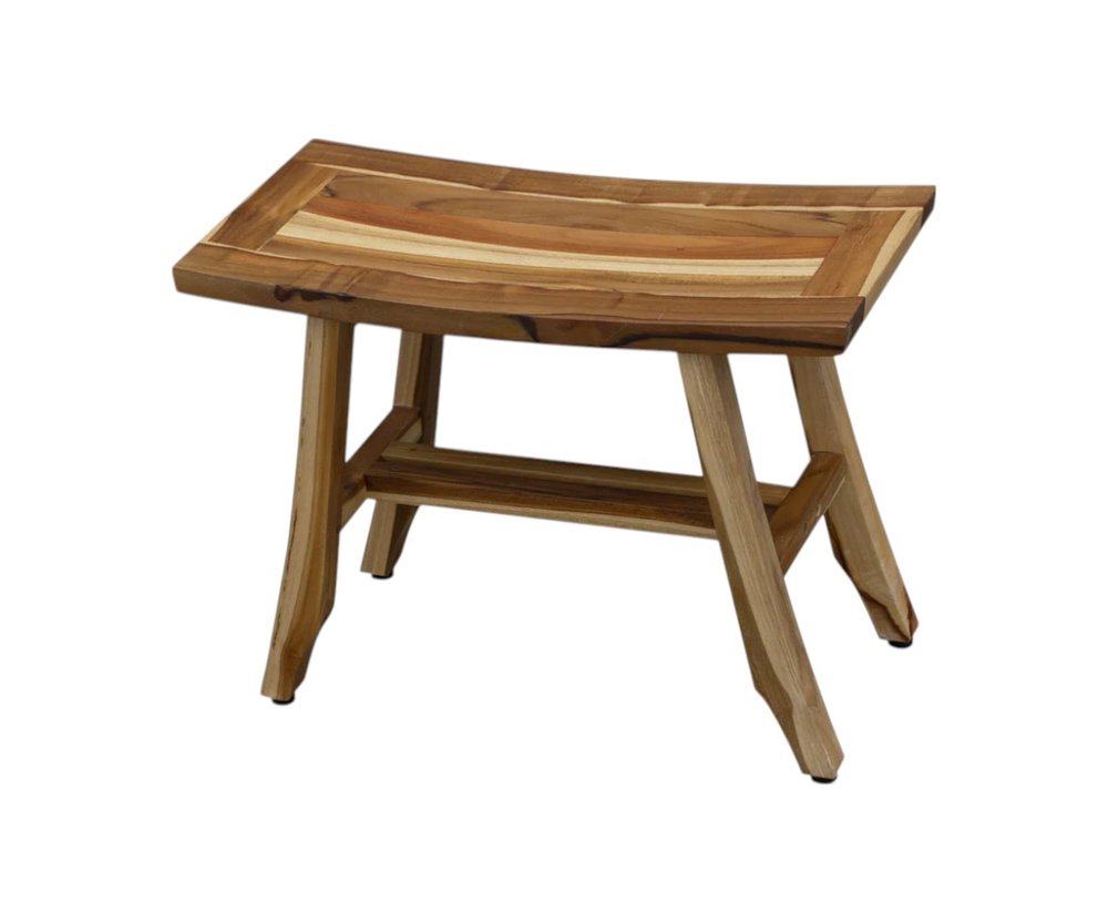 24" Brown Teak Rectangular Shower Bench