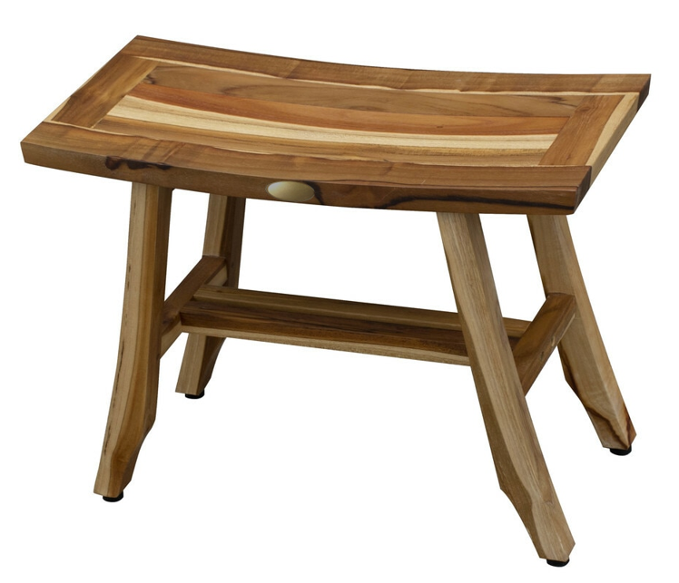 Contemporary Teak Shower Stool Or Bench In Natural Finish-My Store