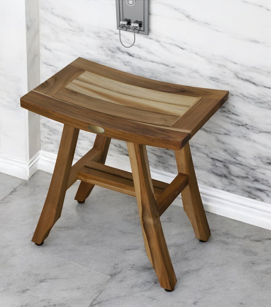 18" Natural Teak Rectangular Shower Bench