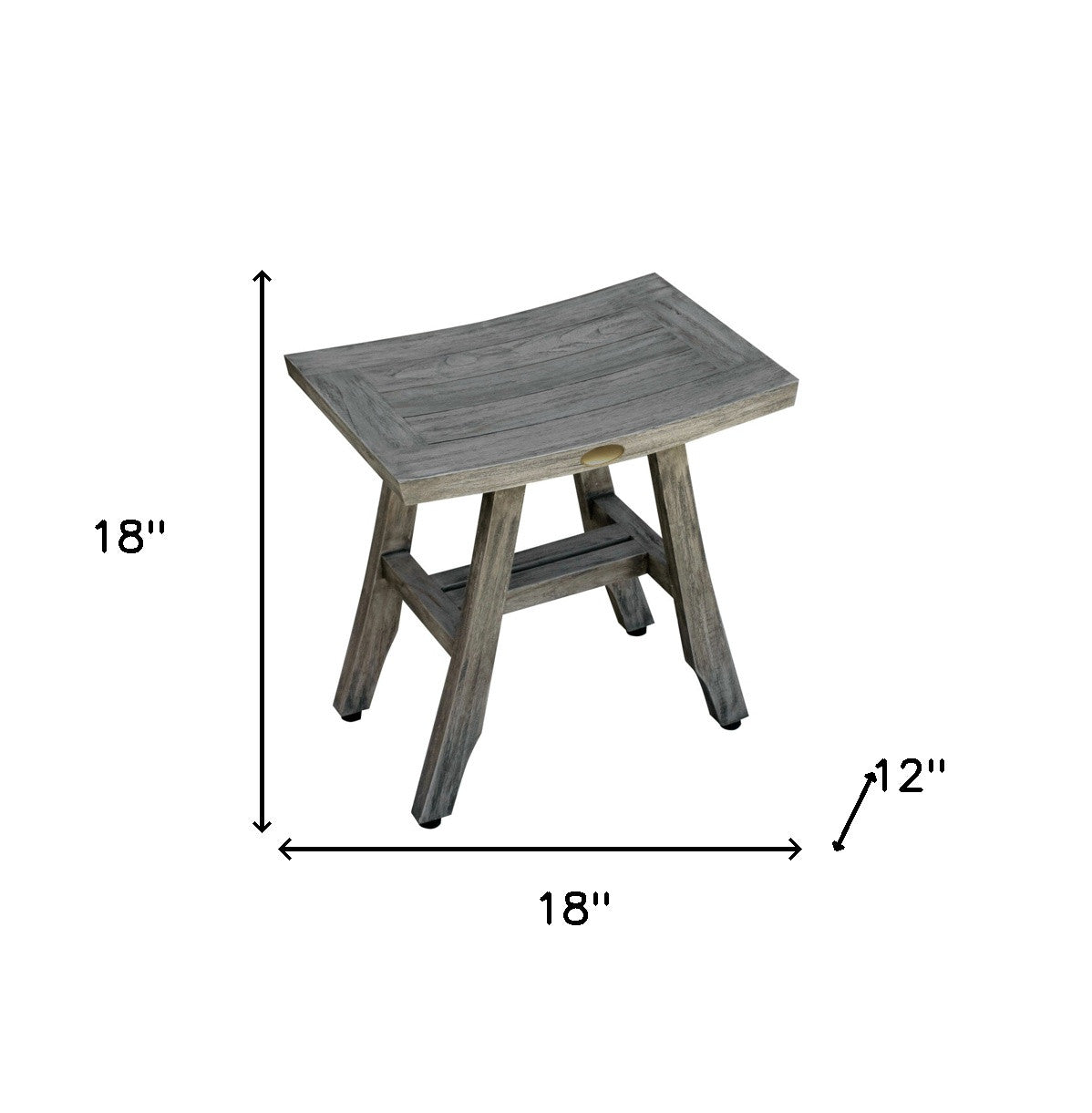 18" X 18" Antiqued Gray Solid Wood Shower Bench-My Store