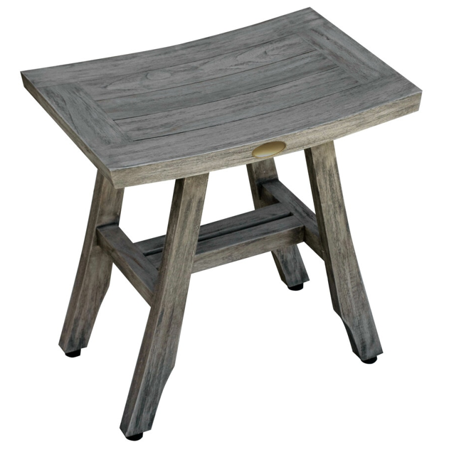 18" X 18" Antiqued Gray Solid Wood Shower Bench-My Store