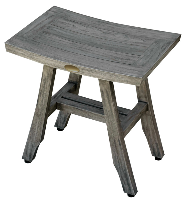 18" X 18" Antiqued Gray Solid Wood Shower Bench-My Store