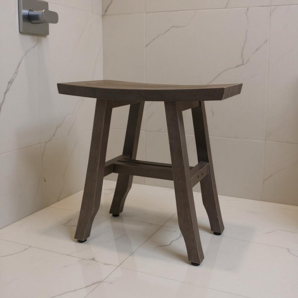 18" Antiqued Gray Teak Rectangular Shower Bench
