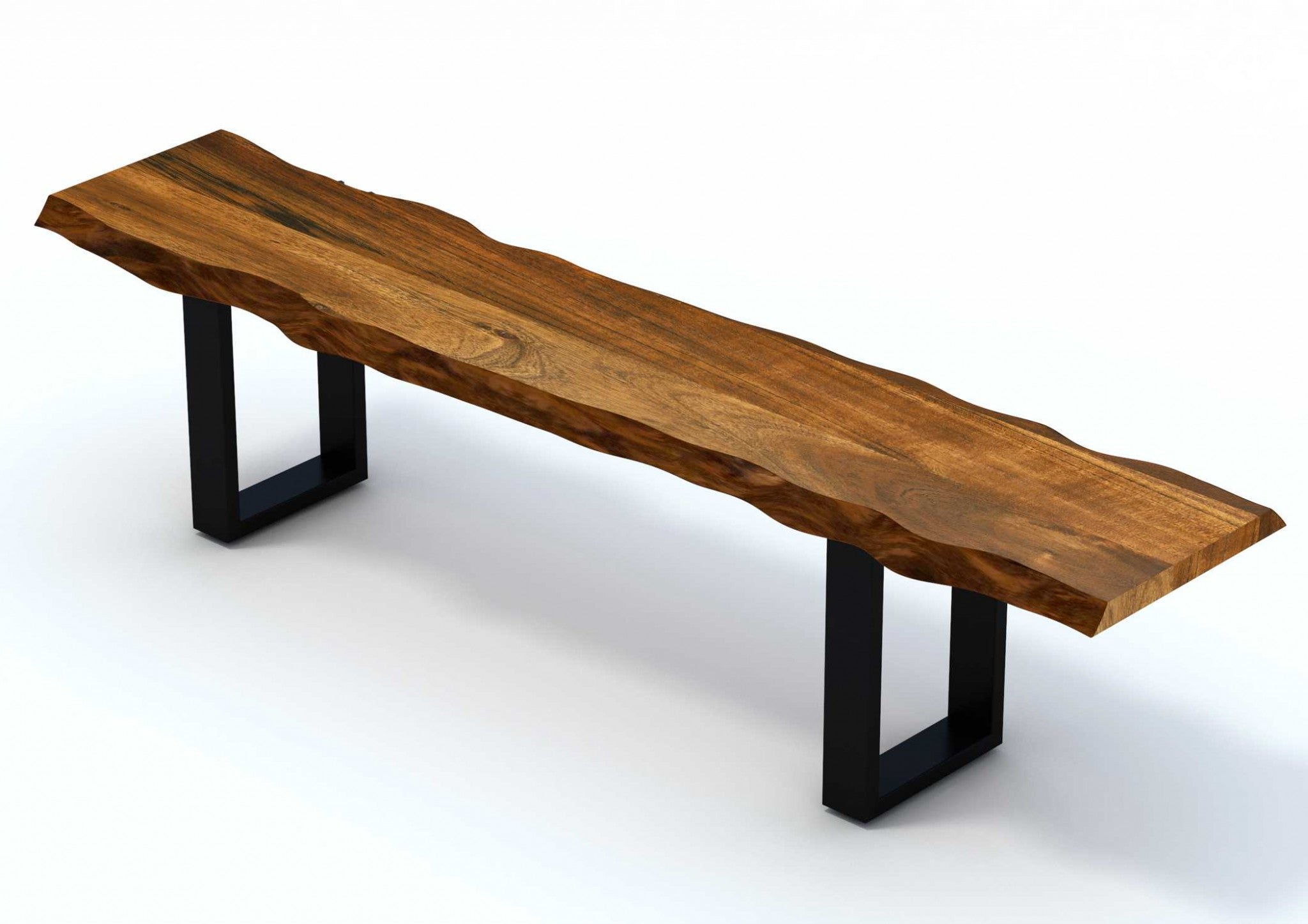 68" Brown and Black Live Edge Solid Wood Dining Bench