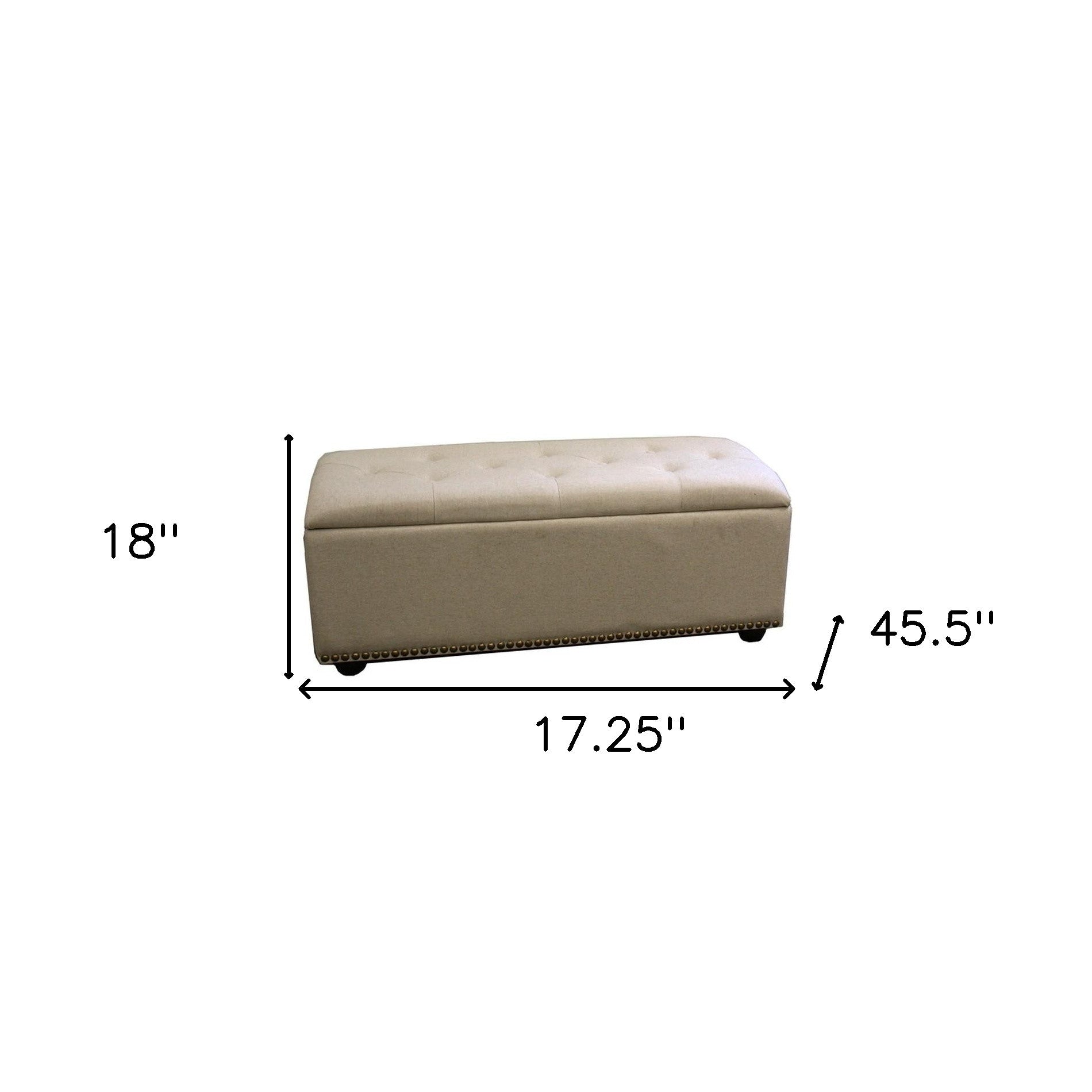 17" Beige and Black Upholstered Microfiber Bench with Flip top-My Store