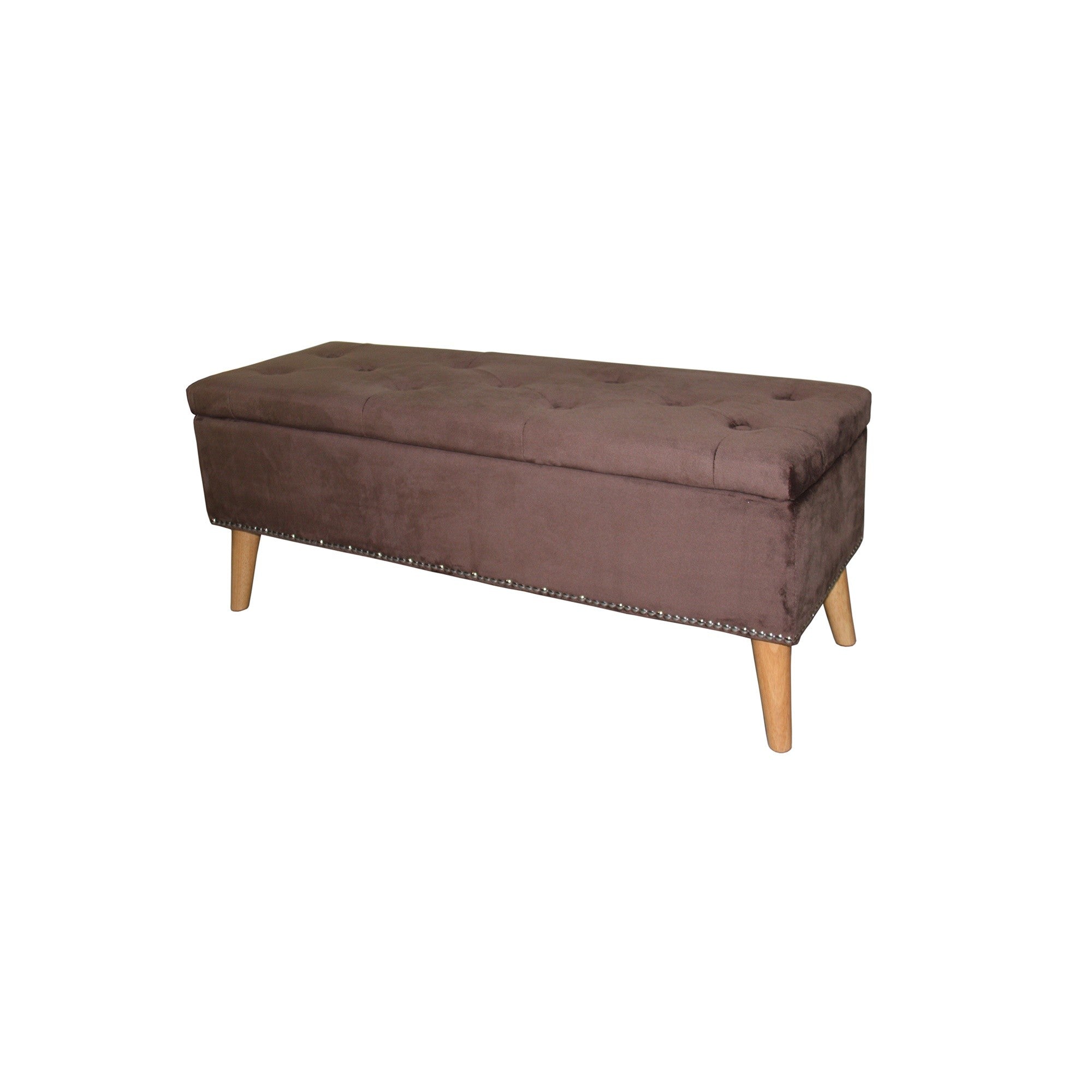 Cozy Brown Suede Storage Bench-My Store