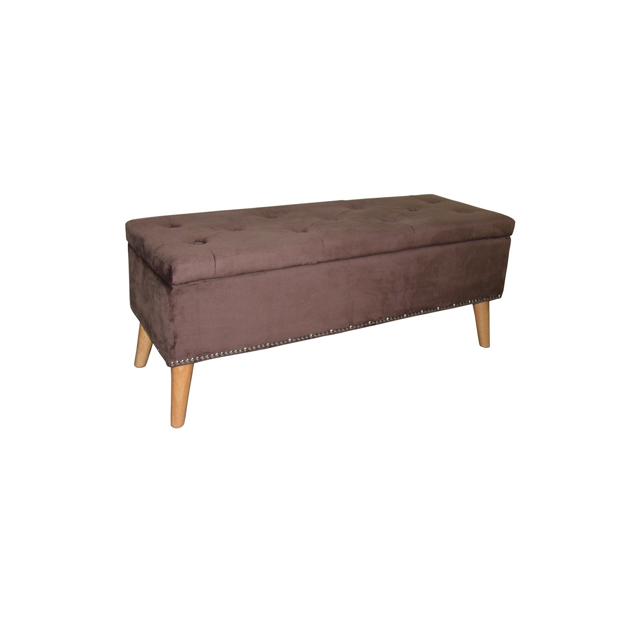 Cozy Brown Suede Storage Bench-My Store