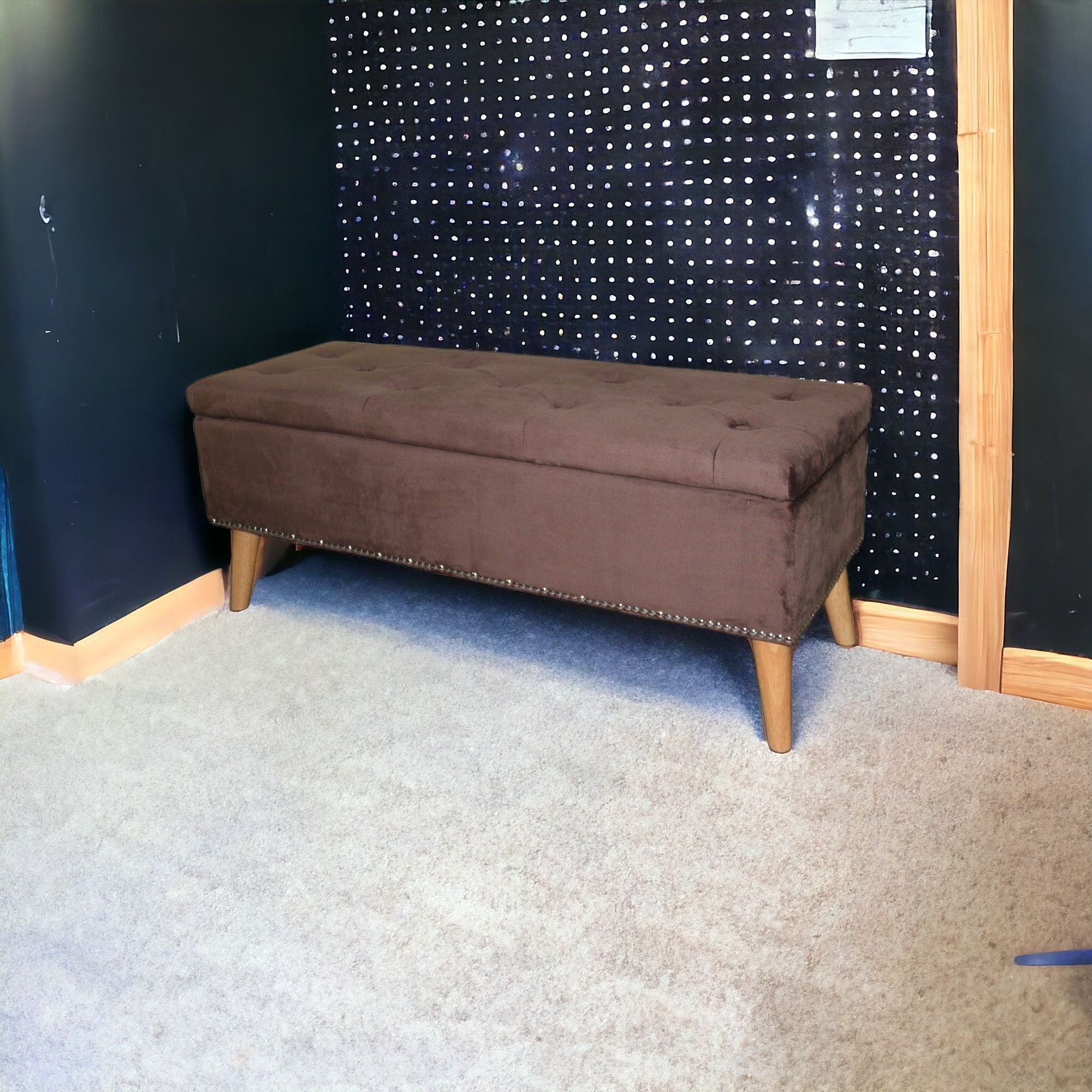 Cozy Brown Suede Storage Bench-My Store