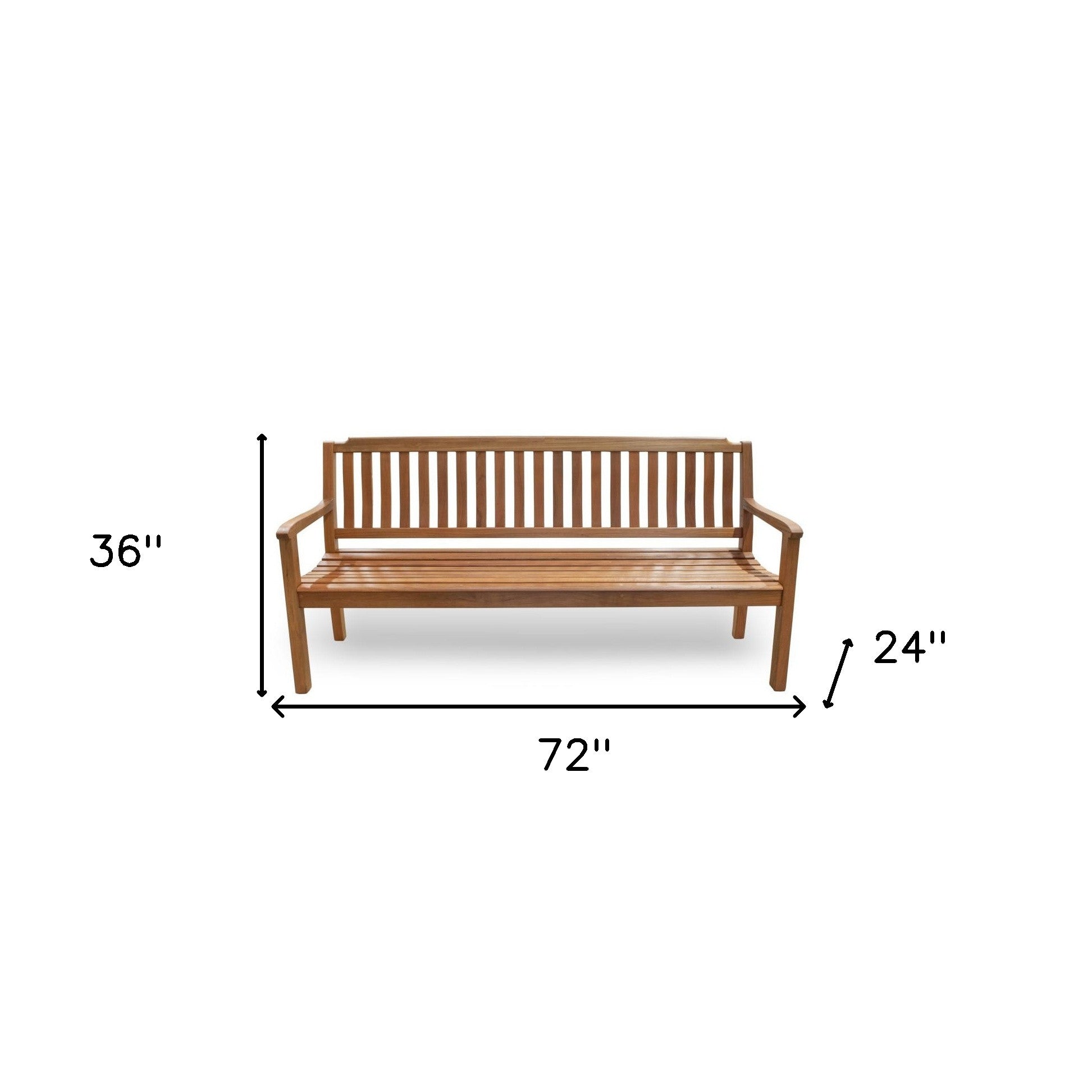 72" Teak Solid Wood Garden Bench-My Store