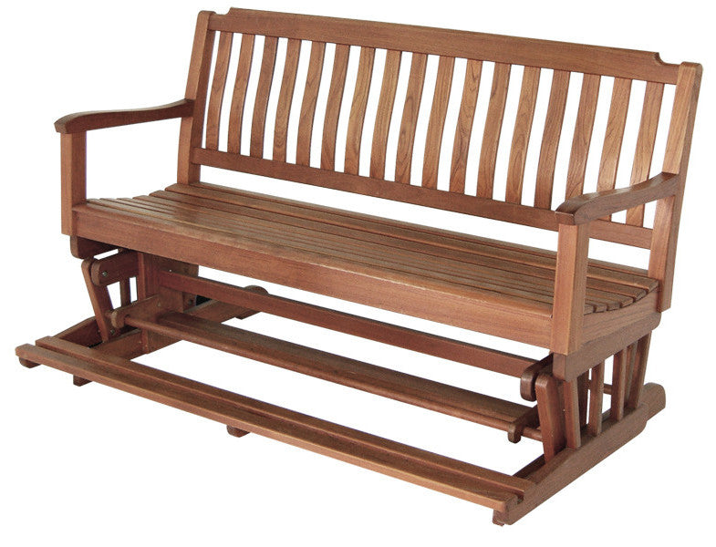 60" Brown Solid Teak Outdoor Glider Bench-My Store