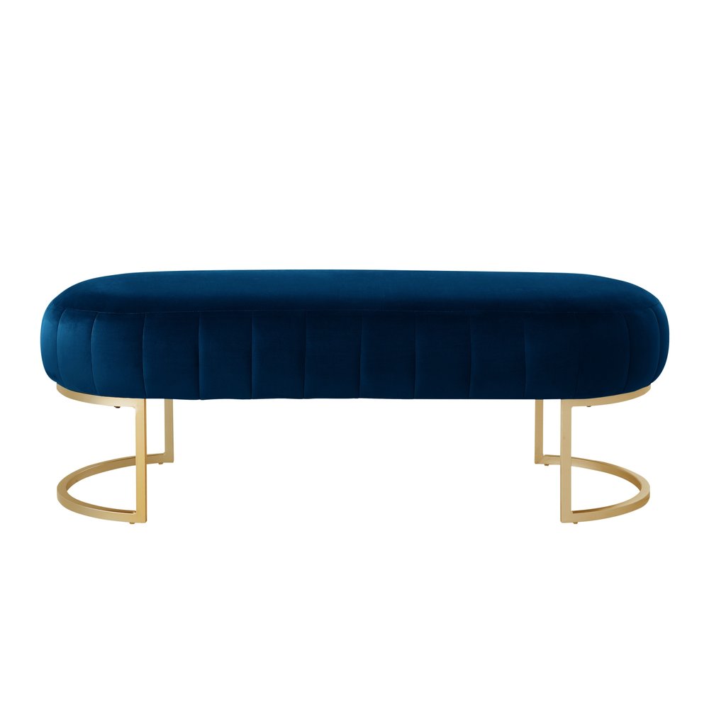 53" Blush and Gold Tufted Velvet Upholstered Bench
