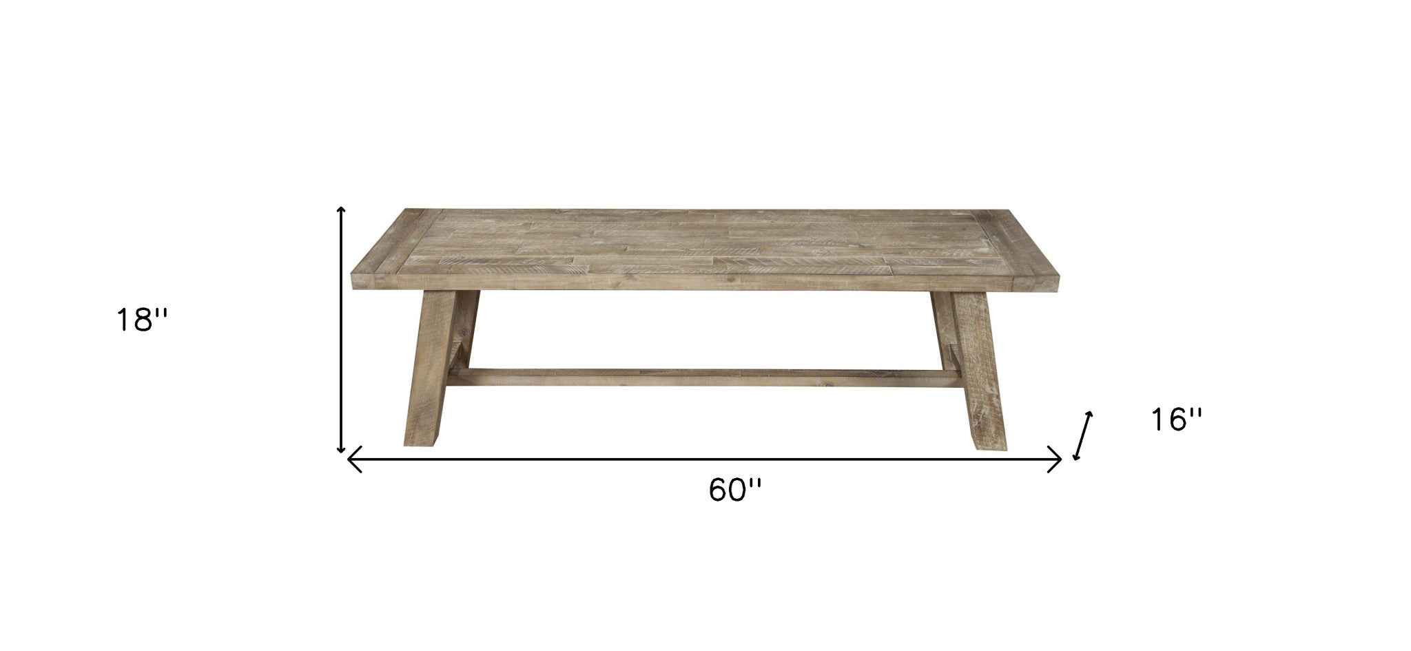 60" Natural Distressed Solid Wood Dining Bench-My Store