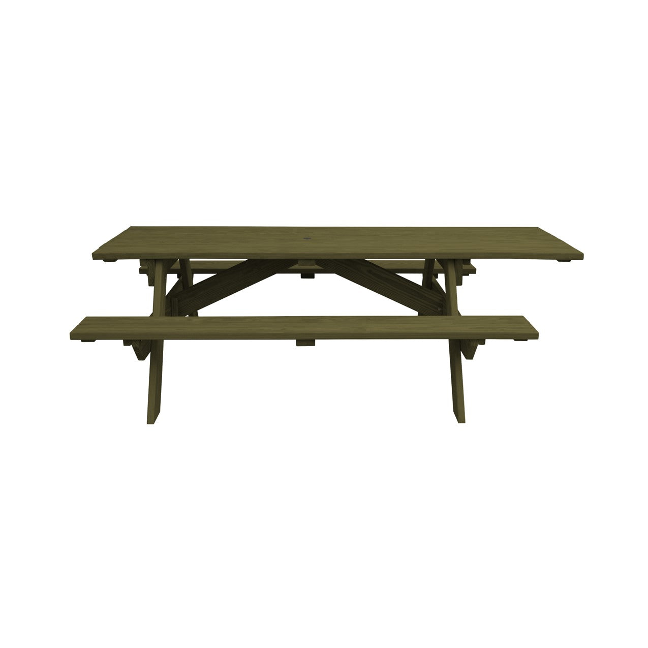 Green Solid Wood Outdoor Picnic Table Umbrella Hole-My Store